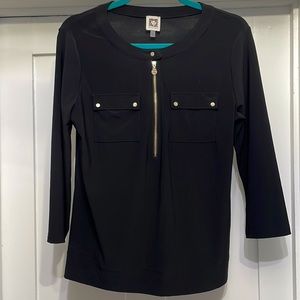 Women’s Anne Klein black zip up top